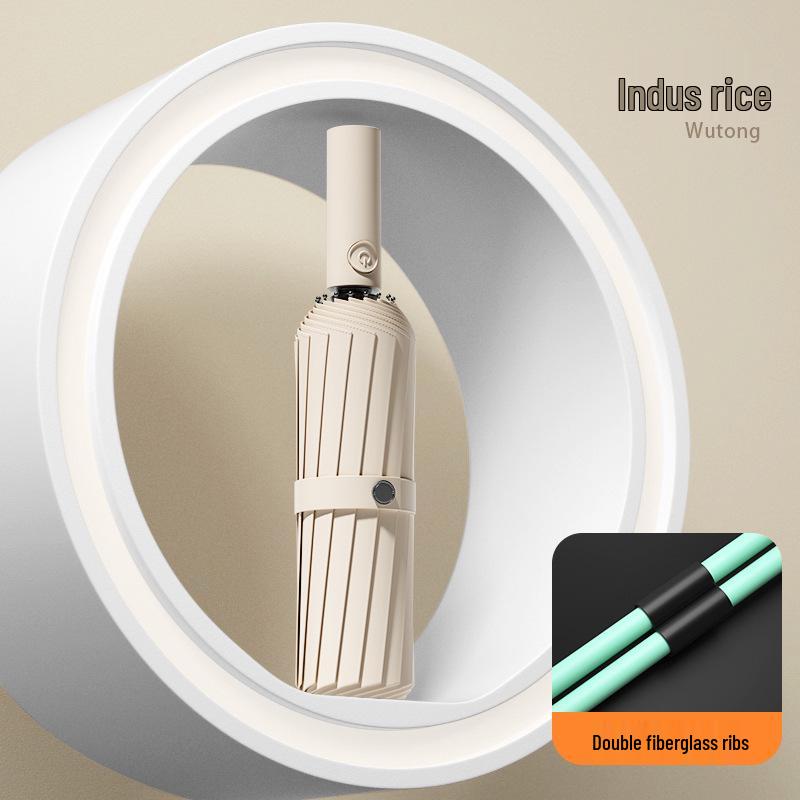 24-ribbers automatisk stormbestandig sammenleggbar paraply for sol og regn