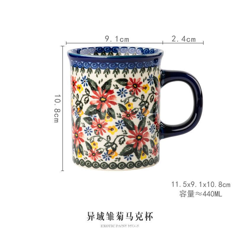 

Vintage Style Ceramic Coffee Mug Creative Cute Floral Design Breakfast Water Cup Teacup with Handle for Home Office Cups 2025 440ML