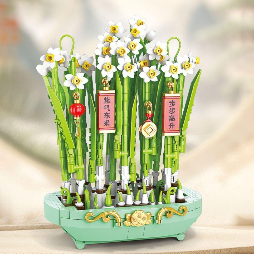 Assembly Flower Building Blocks Plastic Potted Plant Building Blocks  Children Toys