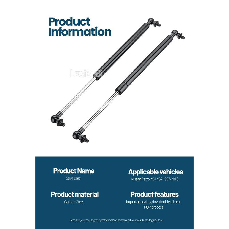 For Nissan Patrol Y61 Y62 1997-2018 2pcs Front Bonnet Hood Strut Lift Support Bars Gas Spring Dampers Rod Accessories