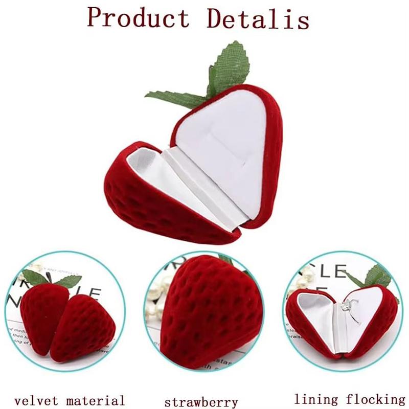 1-8PCS Strawberry Ring Box Flocking Simulation Strawberry Ring Box Creative Gift Jewelry Packaging Box Accessories Storage Box