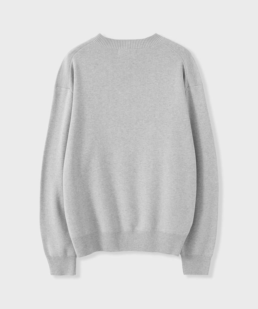 LEIRE Pure Cotton V-Neck Knit [Gray]