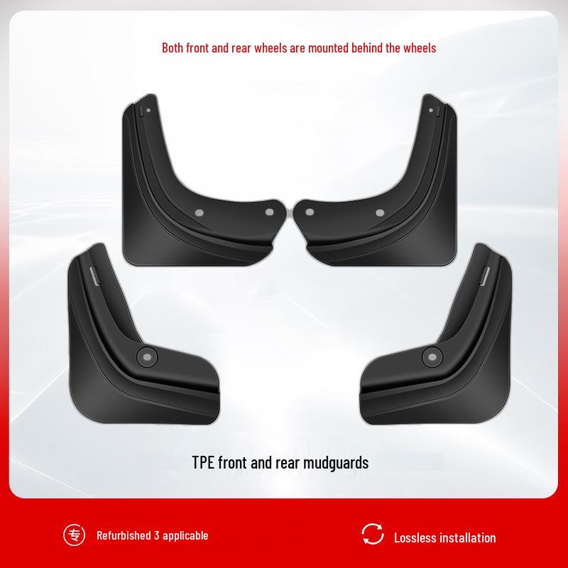 Tesla Model Y/3 Refresh Mudguards: Punch-Free TPE Front & Rear Wheel Mudflaps