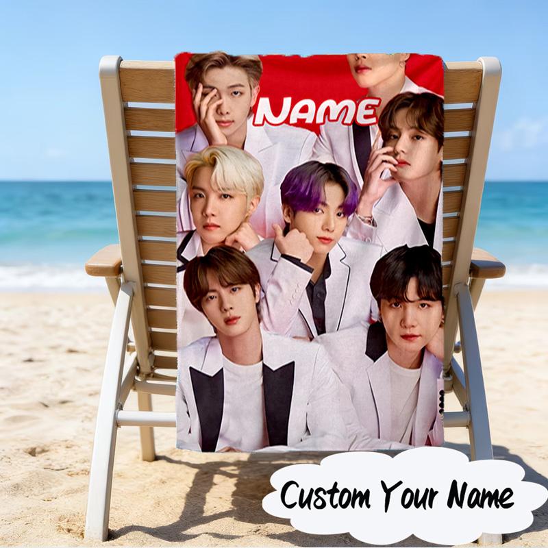 Custom Name K-pop Stars Formal Attire Microfiber Beach Towel Super Soft & Absorbent for Bath, Beach, Travel  Bath Time Accessory, Fan Gifts