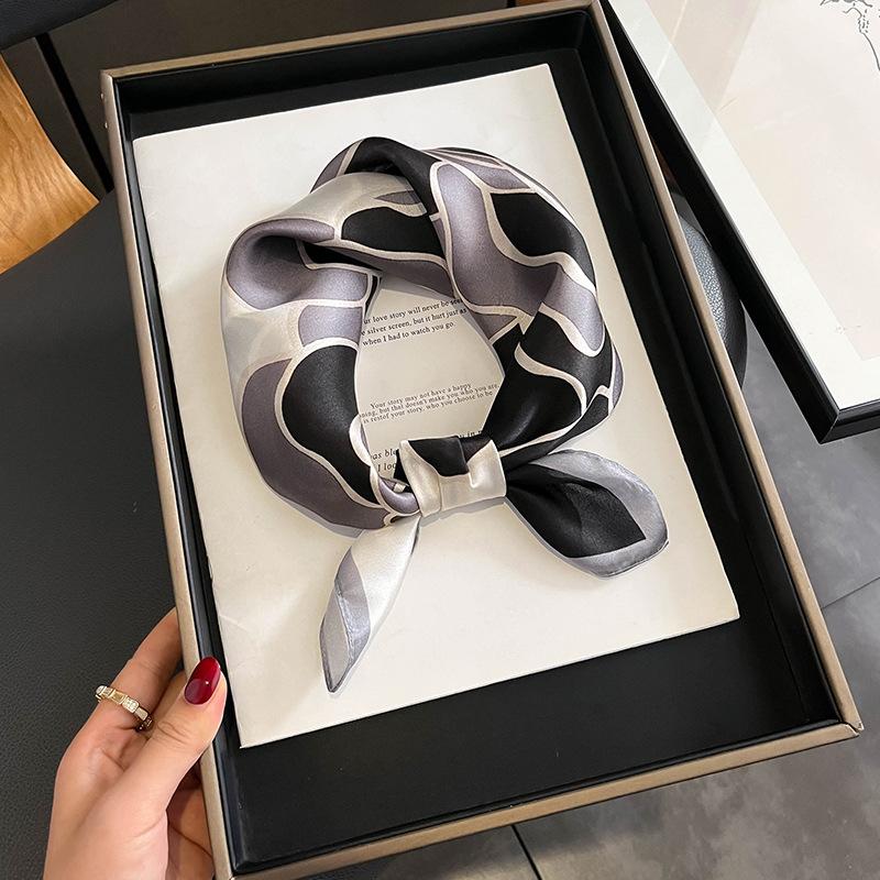 Натуральный Настоящий Шелковый Шарф Женский Принт Повязка на Шею Волосы Квадратный Платок Платок на Шею Женский Хиджаб Пончо Бандана Повязка на Голову