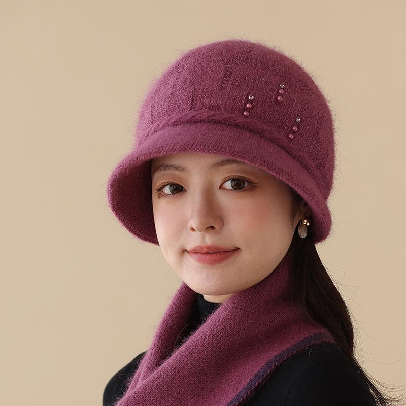 Hat Ladies Knitted Wool Hat Fashion Thermal Hat Peaked Hat Autumn and Winter New