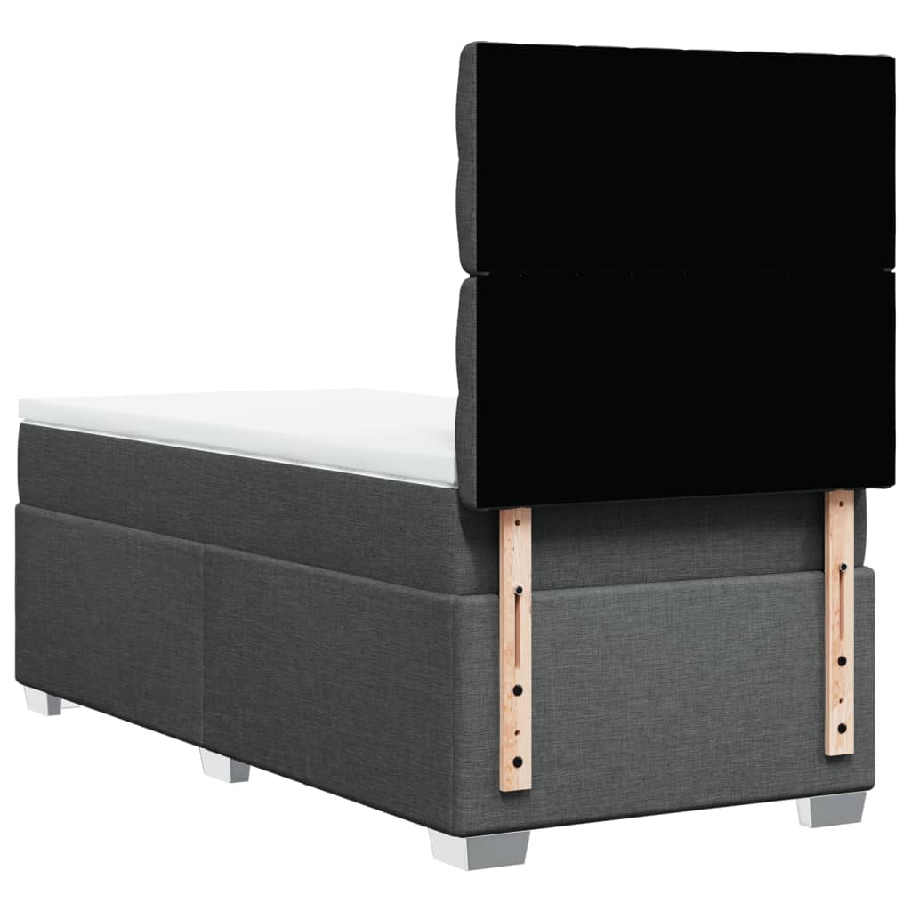 Box Spring Bed with Mattress Dark Gray 100 x 200 cm Fabric