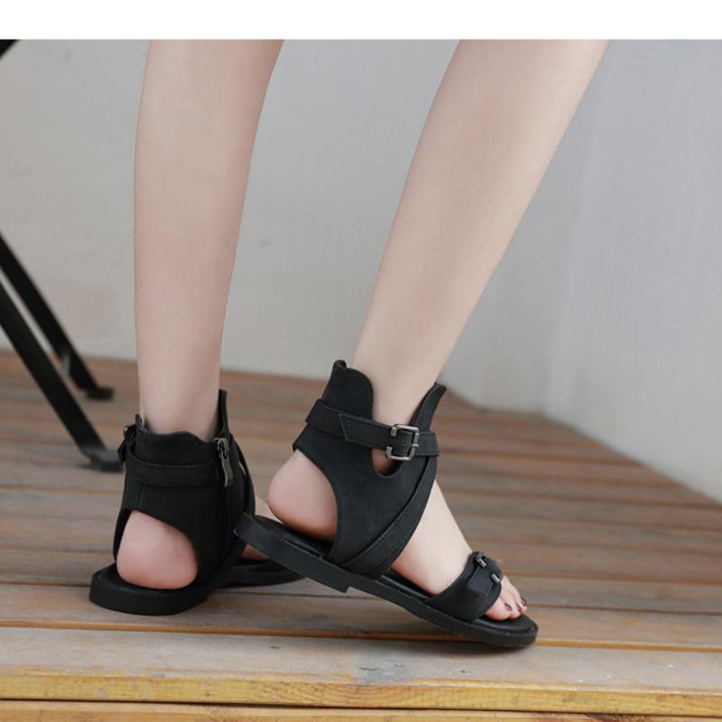 Fashion Buckle Strap Low Heel Women's Roman Style Sandals