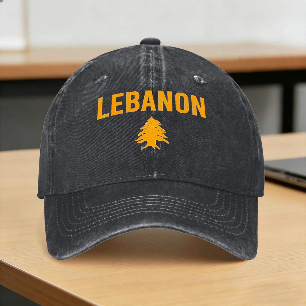 Lebanon Flag Map Sun Baseball Cap  Casual Women Unisex Washed Trucker Hat SunProof Design Outdoor Gym Baseball Caps Gift