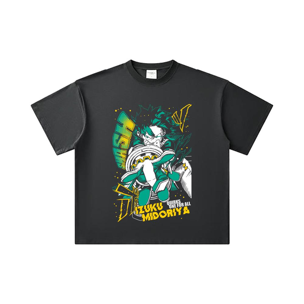260 GSM Double Yarn 32 Count 100% Cotton My Hero Academia V2 Deku Print Unisex Heavy Cotton T Shirt