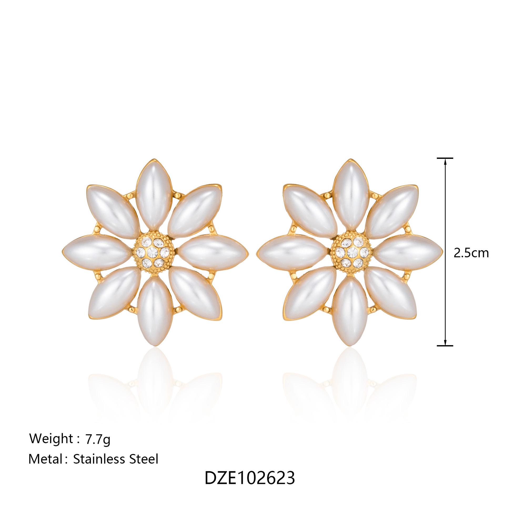 Серьги-пусеты  Маргаритка  с покрытием из 18-каратного золота - Милый европейский и американский стиль золотой