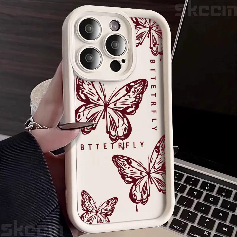 Vintage Süßer Schmetterling Silikon Weiche Handyhülle Für iPhone 16 17 15 14 13 12 11 Pro Max XS XR X 7 8 Plus Stoßfeste Candy Hülle