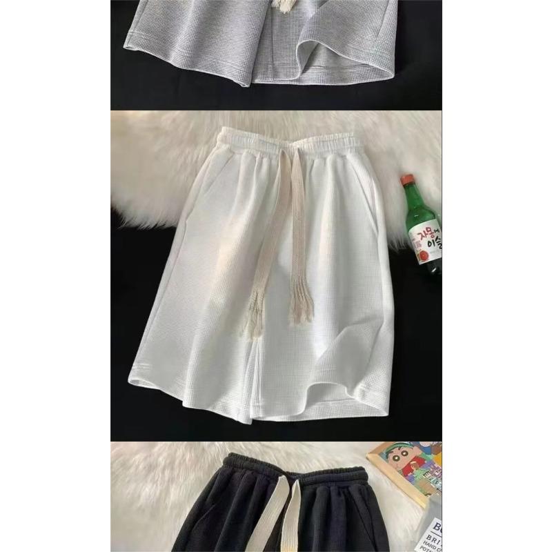 Solid Shorts Summer Men's Fashion Trendy Brand Lightweight Drawstring Basketball Sports Fitness Middle Pants