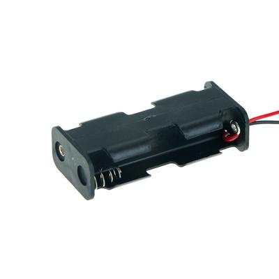 1 stk Sorte Plast Batteriholder Etui Med Ledning Til 2 X Aa Batterier