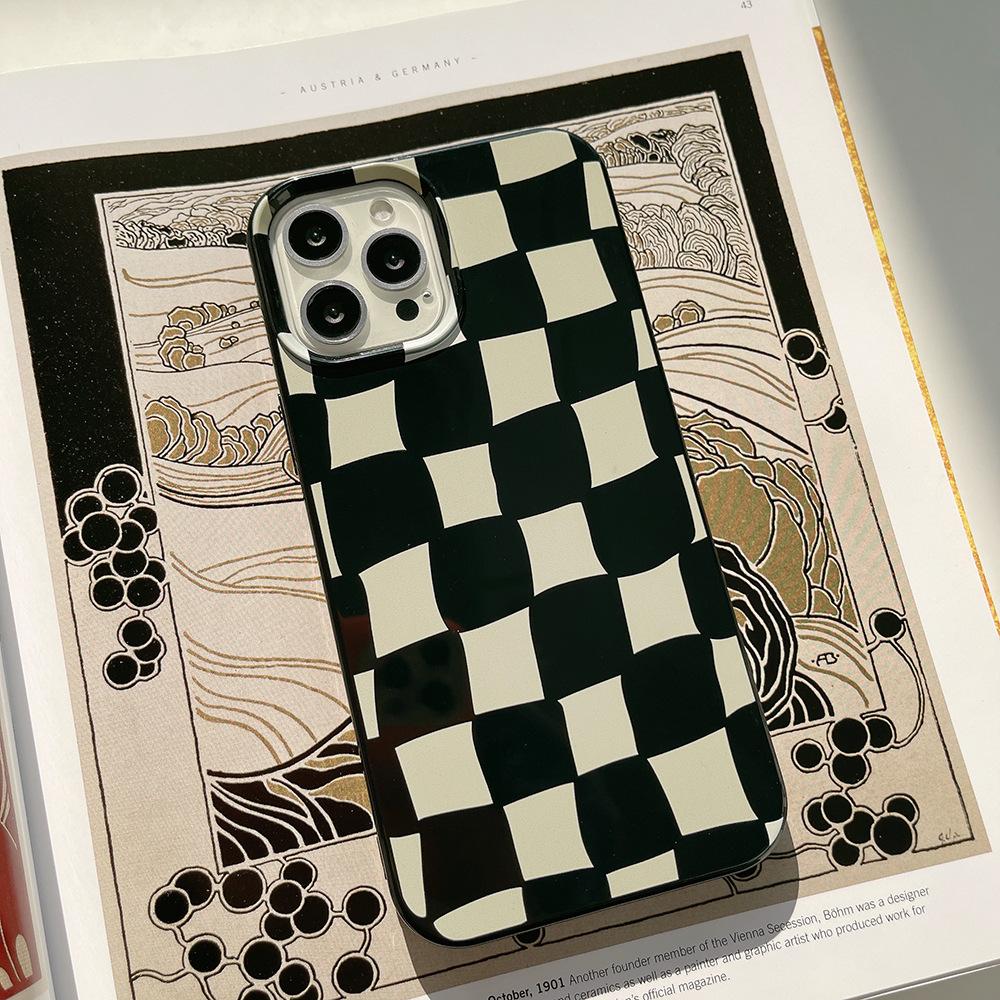 Plaid IPhone 16 Apple Phone Case 13 Protective Case 12pro Silicone X  Suitable for 15 Thickened 11