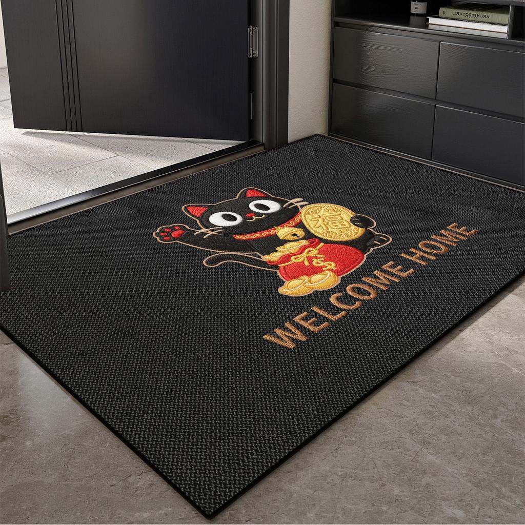Cute Cartoon Dog Skateboard Welcome Home Door Mat Carpet Rug for Entryway Indoor Home Decoration Floor Mat with Animal Pattern