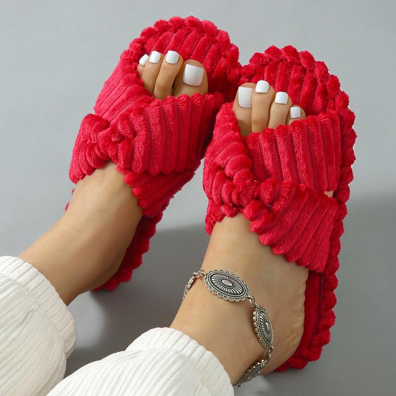 

Ladies Home Cotton Slippers Cross Hair Slippers Fabric Shoes 44-45 червоний