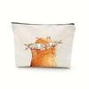 Cat-Themed Makeup Bag Cosmetic Pouch With Zipper, Cute Cat Pattern, Travel Toiletry Organizer, Gift For Cat Lovers