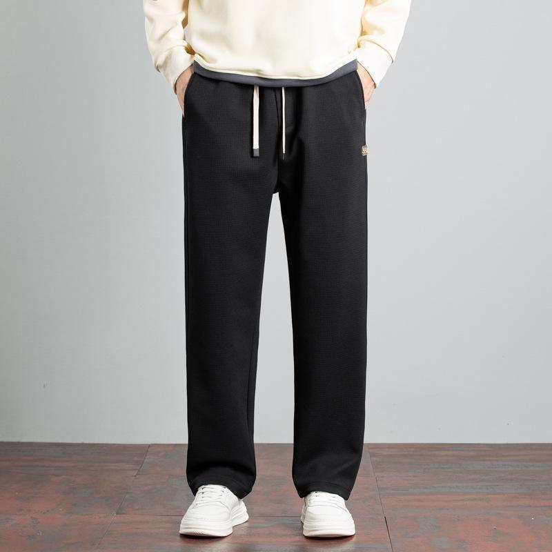 Herren Waffel-Sweathose - Herbst/Winter Locker sitzende Fleecehose, Weitbeinig, Geradschnitt, Hochwertige, trendige Freizeit-Sportbekleidung.