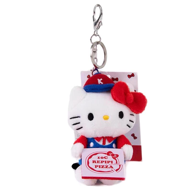 

Hello Kitty Plush Toy Keychain Black Skin Sanrio Kt Cat Soft Stuffed Doll Pendant Car Key Ring Backpack Bag Decor Kid Gift