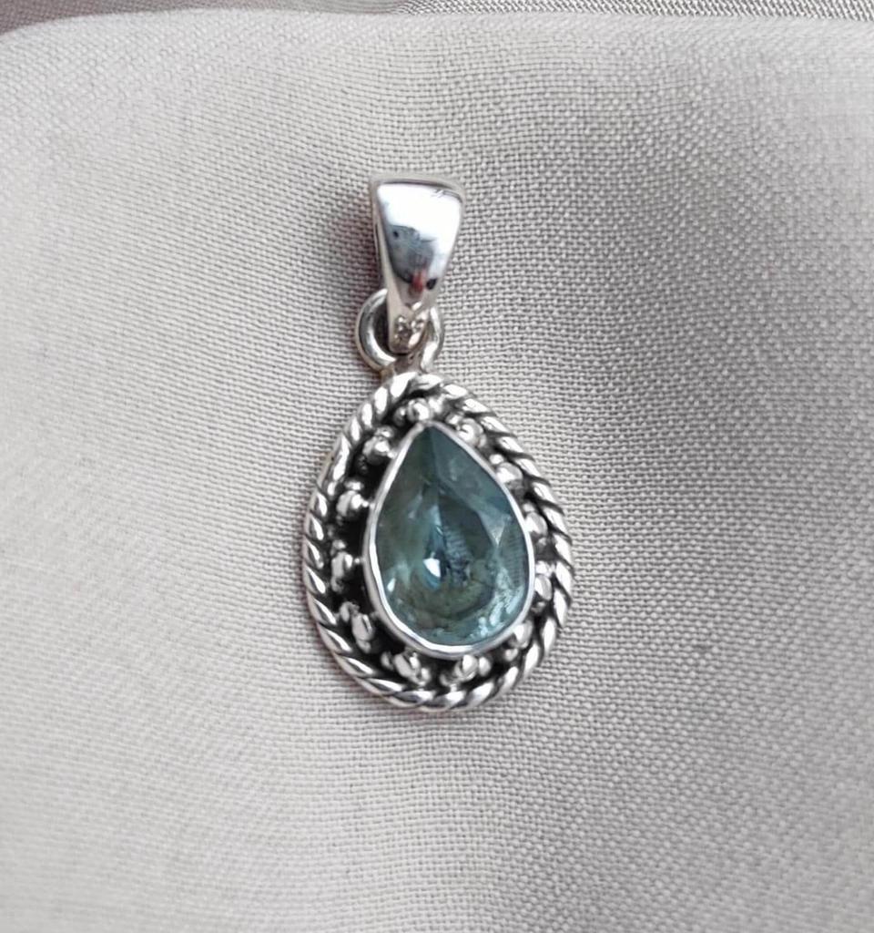 Sterling Silver Blue Topaz Pendant Necklace: December Birthstone Gift