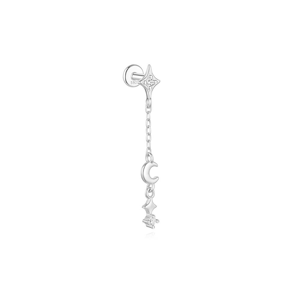 CANNER 1PZ Occhio di Cavallo Testa Piatta Filettato Perforazione Osso Auricolare Donna Argento 925 Ins Stella Fiore Geometria Zircone Orecchino a Lobo