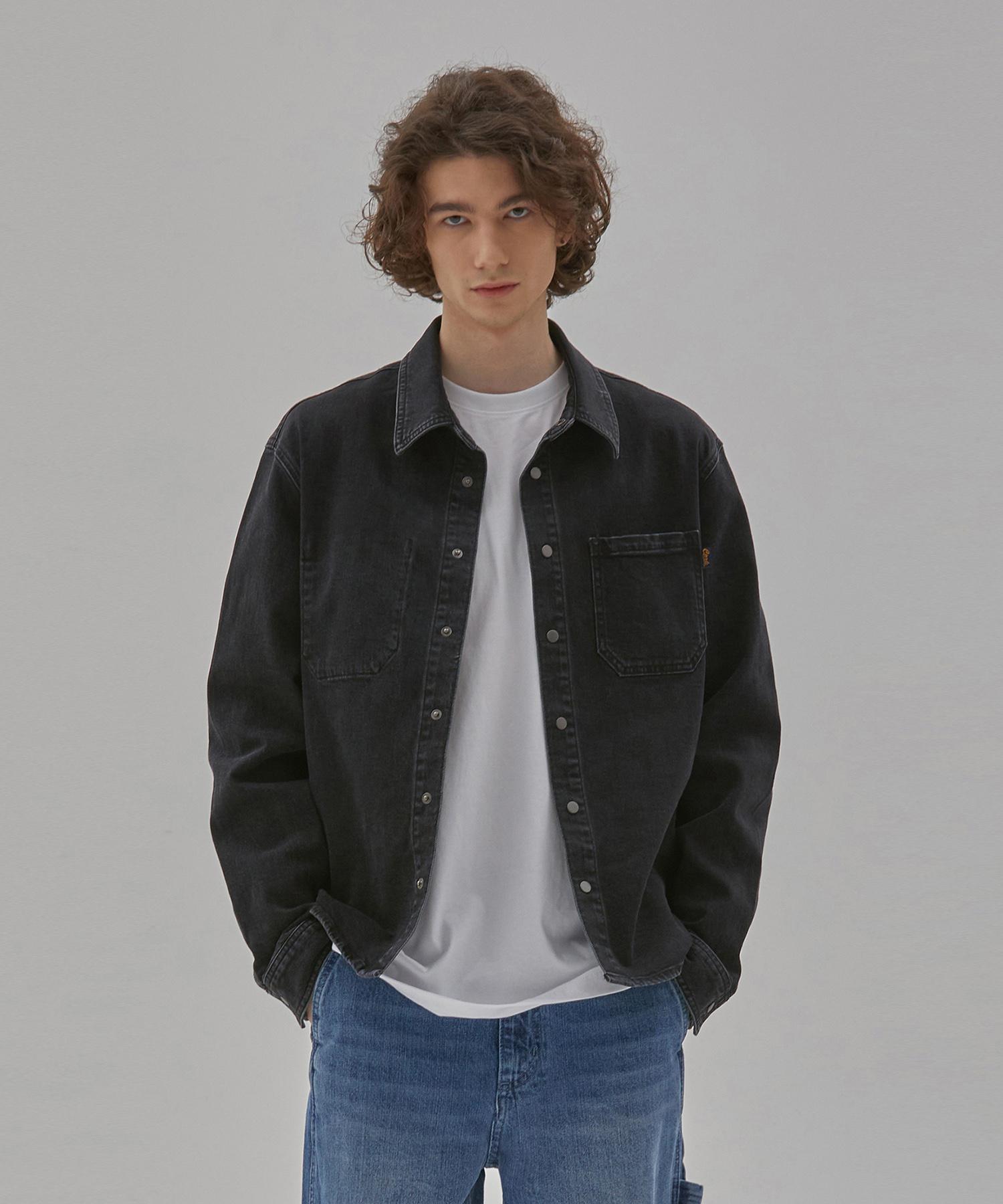 Rul And Y Denim Semi-Overfit Stone Wash Shacket Black Black/L
