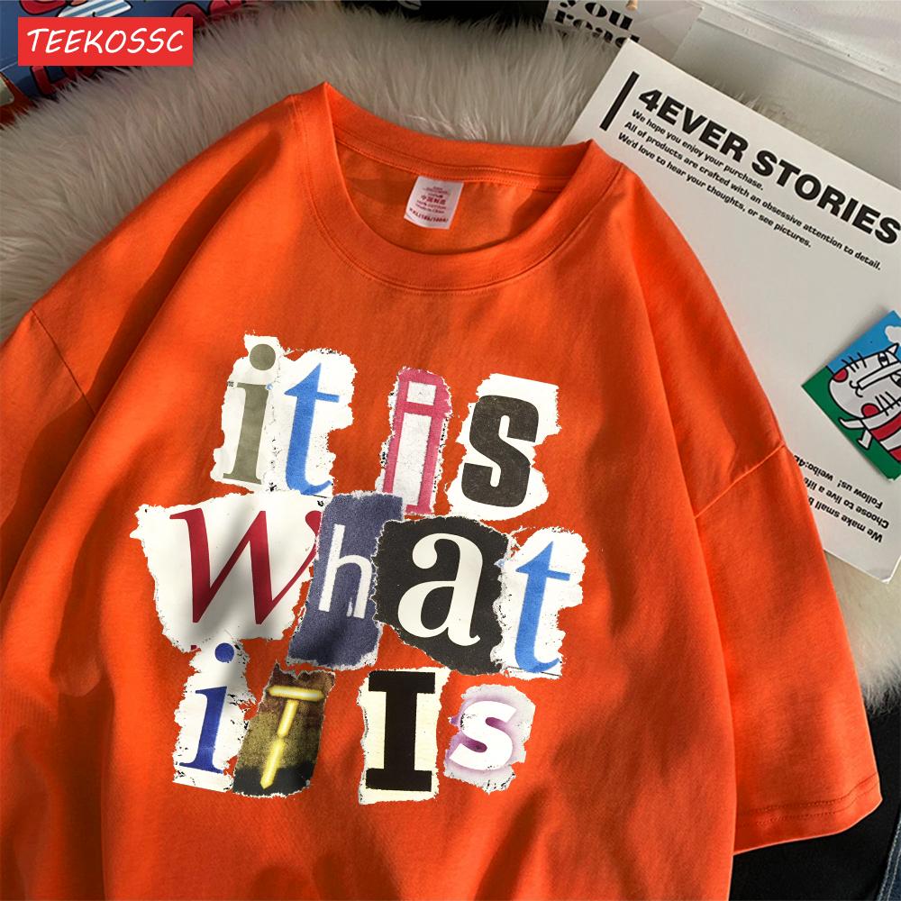 Fashion Cotton WomenS TShirts It Is What Funny Letter Printing Tops Oversize ONeck Soft Short Sleeve Summer Female Clothes