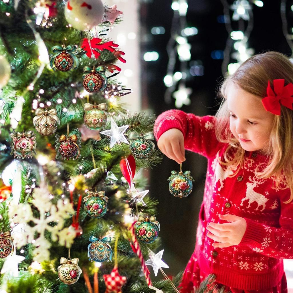 18 piece Christmas wooden hanging ornaments set Wood Pendants Tree Decor Christmas Tree Ball Ornament for Christmas family party