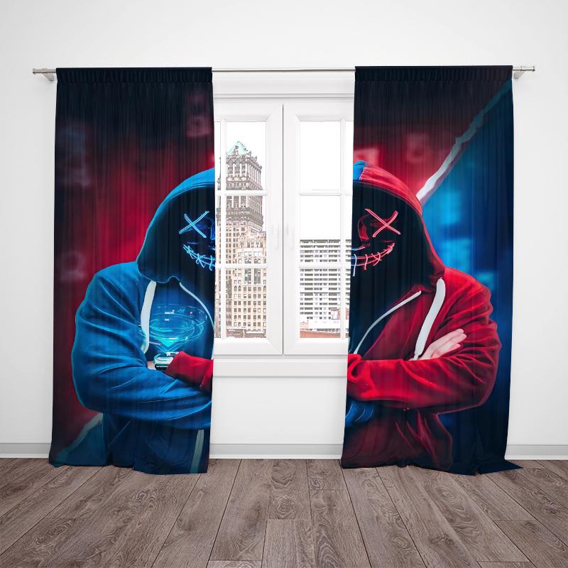 2pcs- Gamer Printed Curtains, Pole Bag Curtains 42*84, Bedroom and Living Room, Home Decoration, Room Decoration