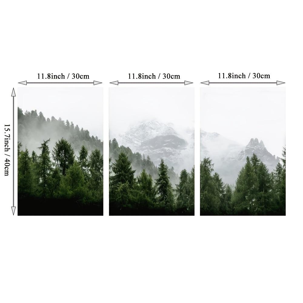3 adet Çerçevesiz Yeşil Orman Duvar Sanatı Manzara Tuval Boyama Doğa Modern Minimalist Puslu Posteri Ev Dekor