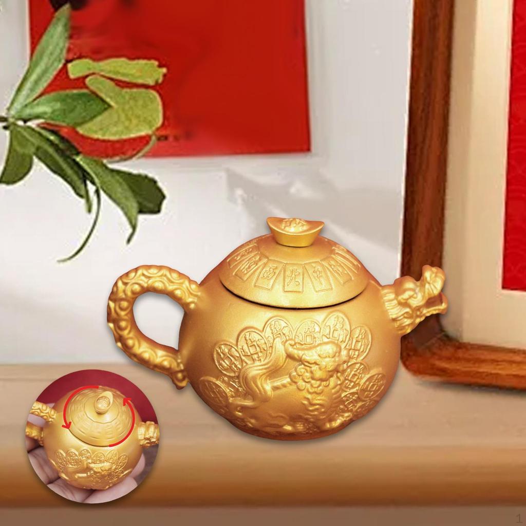 Alloy Figurine Teapot Statue Collection Gift Decoration Traditional Ornament for Hallway