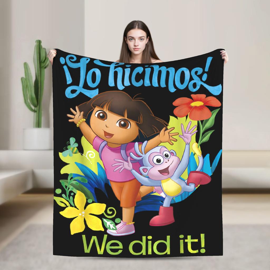 Warm Blanket DDoras The Explorers Vamanos A Explorar Dora and Boots Throw Blanket Flannel Bedspread For Couch Bed Bed Cover