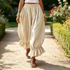 Arbeitshose Damen Bloomers, Hoher Elastischer Bund Weites Bein, Böhmische Gerüschte Verstellbare Taille Ballonmanschetten Super Lockere Haremshose für Freizeit