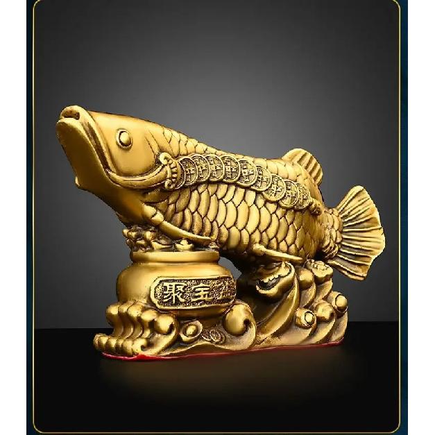 High Quality Copper Fish Ornaments Gold Dragon Home Living Room Office Decor