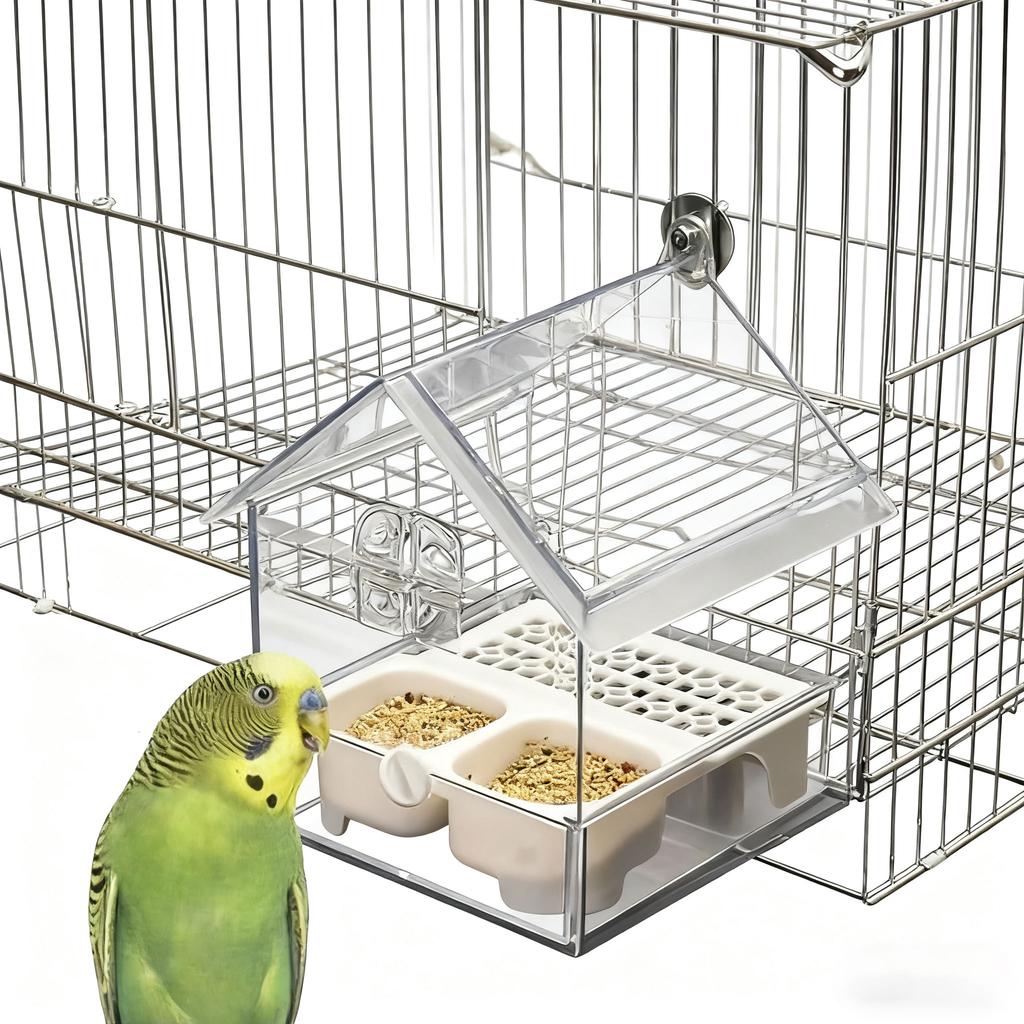 High-Quality Transparent Visible Bird Roof Feeder with Easy-to-Clean Pull-Out Drawer - Acrylic Roof Feeder