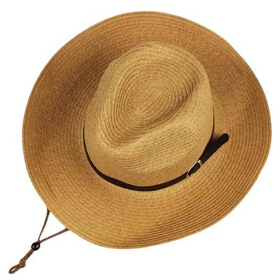 Foldable Jazz Straw Hat for Men and Women Summer Beach Strap Sunscreen Outdoor Sports Sun Hat Big Brim Woven Straw Hat
