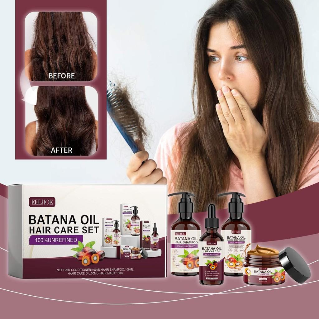 Zestaw do pielęgnacji włosów Eelhoe Batana Oil Nourishing Hair Care Set zapewniający jedwabistą gładkość, kontrolę i naprawę puszenia się włosów