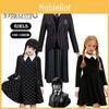 Bright Wednesday Addams School Uniform Dress For Girls Kids Halloween Party