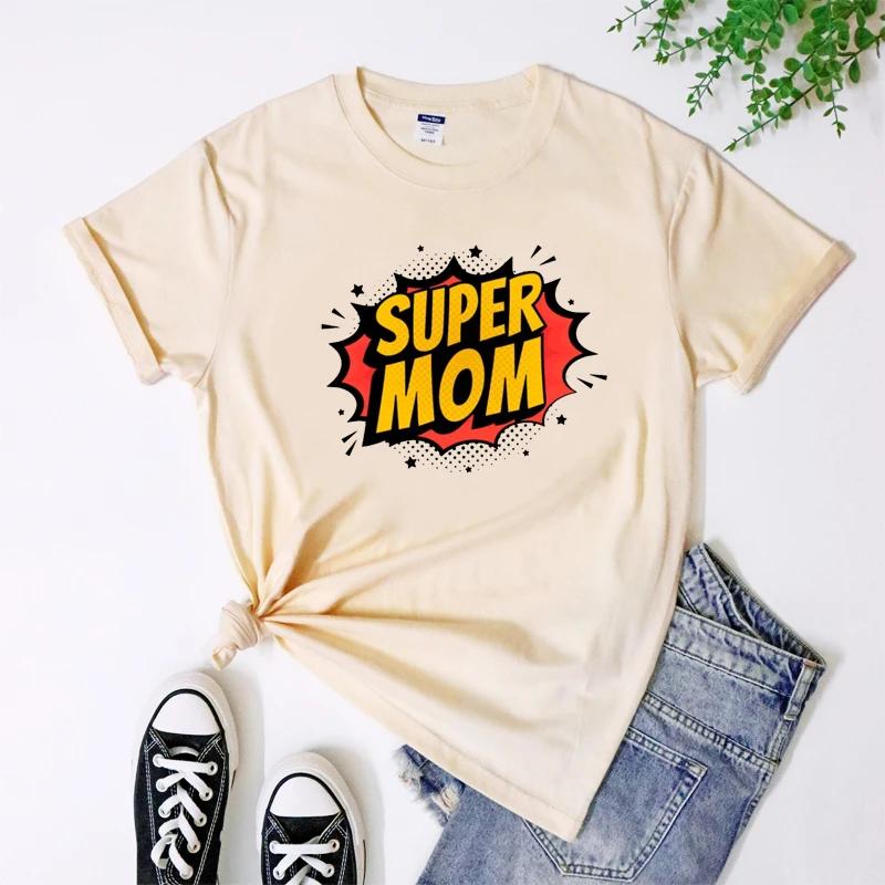 100 Cotton Super Mom TShirt Sarcastic Best Mom Gift Shirt Funny Women Short Sleeve Hipster Mom Life Tshirt Camiseta