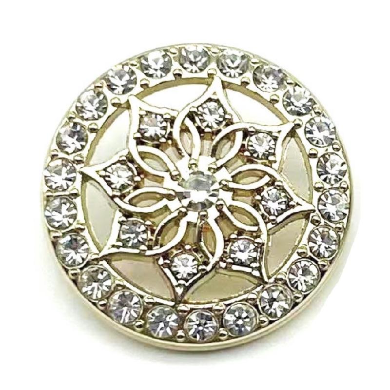 10pcs Diamond Inlaid Flower Metal Button Sewing Scrapbooking Clothing Leather Bag DIY Craft Sweater Decorative Button 20MM