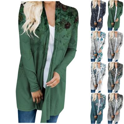 Chaqueta ligera con estampado de manga larga y parte delantera para mujer