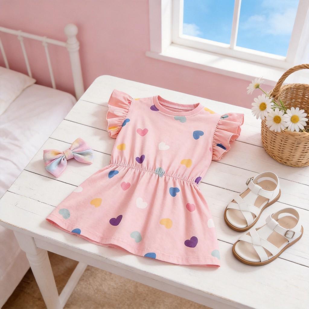 Girl Summer Princess Dress With Cotton Fabric For Kids