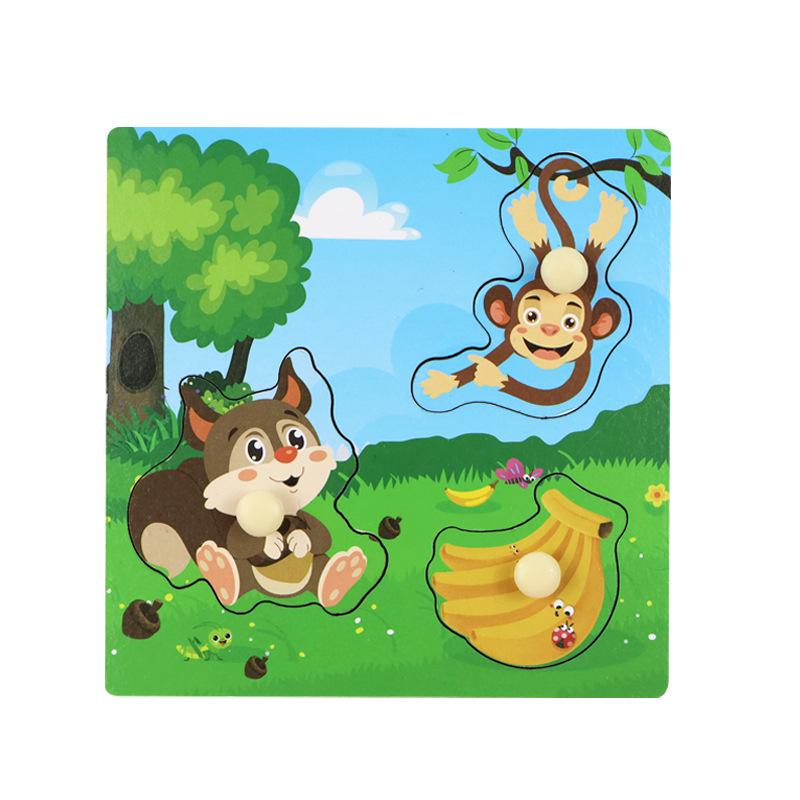 Baby Children Three-dimensional Puzzle Wooden Early Education Intellectual Puzzle Educational Toy Wooden Nails