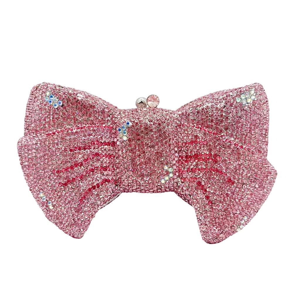 

WHTUOHENG Luxury Diamond Rhinestone Bow Evening Clutch Bag For Women Wedding Bag Party Prom Formal Crystal Minaudiere Handbag 21cmX14cmX5cm