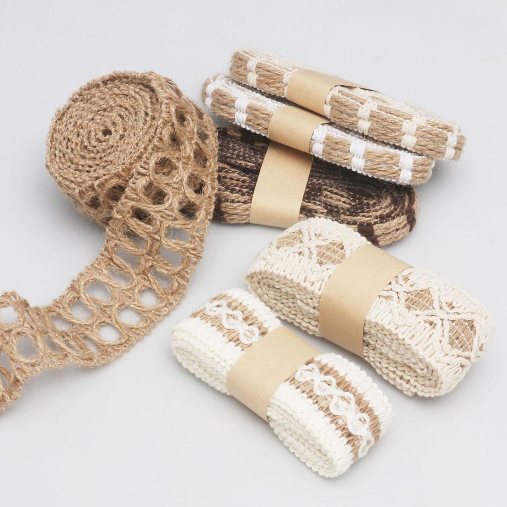 2Meters Linen Burlap Ribbon Handmade DIY Craft for Christmas Gifts Wedding Decoration Bouquet Flower Bowknot Packaging Supplies