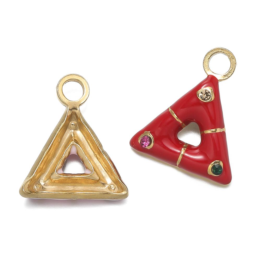 1 pièce/lot Pendentifs Triangle Ovale Cœur d'Amour Multicolores en Acier Inoxydable Pour Bracelet Collier DIY Accessoires de Bijoux