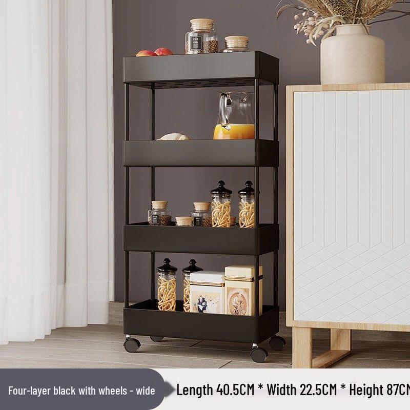 Compact Movable Multi-Layer Storage Rack for Snacks - Simple Floor-Standing Home Shelf