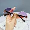 Oversized Rimless Flower Round Sunglasses Women Trendy Ocean Lenses Men's Sun Glasses Shades UV400 Eyewear Shades lentes de sol
