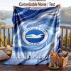 Flannel Blanket Brighton & Hove Albion Football Print Custom Name Text Soft Throw for Sofa Bed